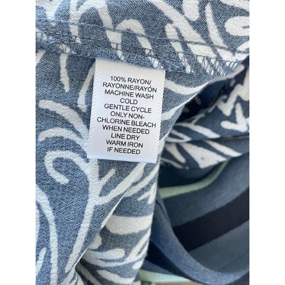 LOFT Blue White Palm Print Center Stripe - Picture 7 of 7